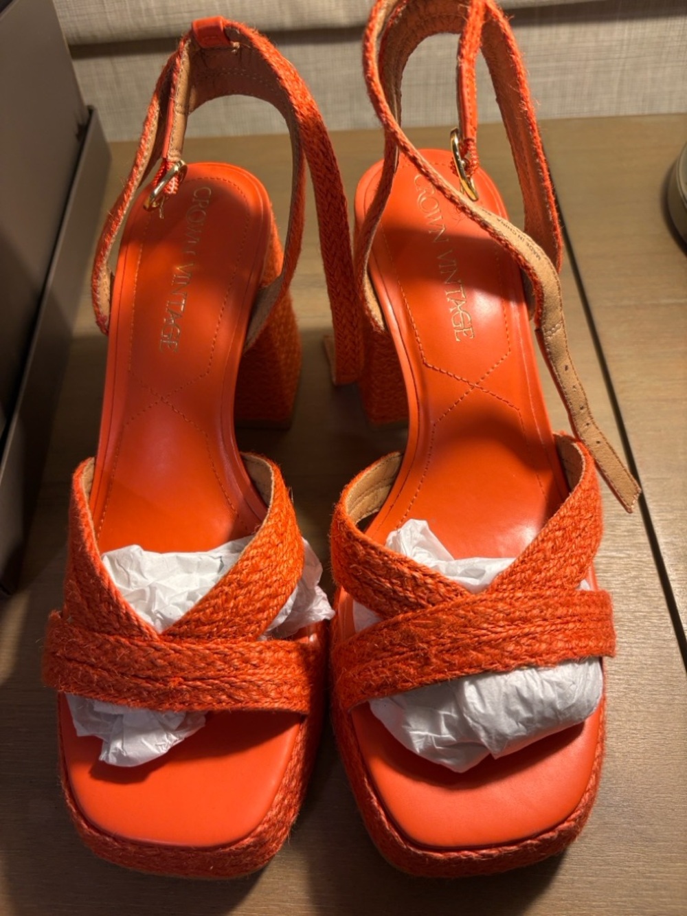 Orange Platform Braided Platform Sandals